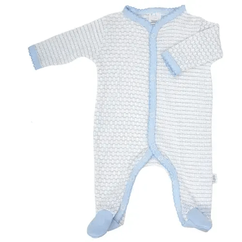 Paty Knit Pinstripe Footie with Pima Trim