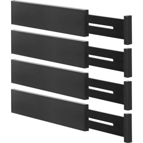 Wulawindy Adjustable Drawer Dividers, 4-Pack(12-17 in), Black, for Kitchen, Dresser, Bedroom