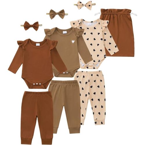 Newborn Baby Girl Clothes 10 Piece Infant Outfits 0-18 Months