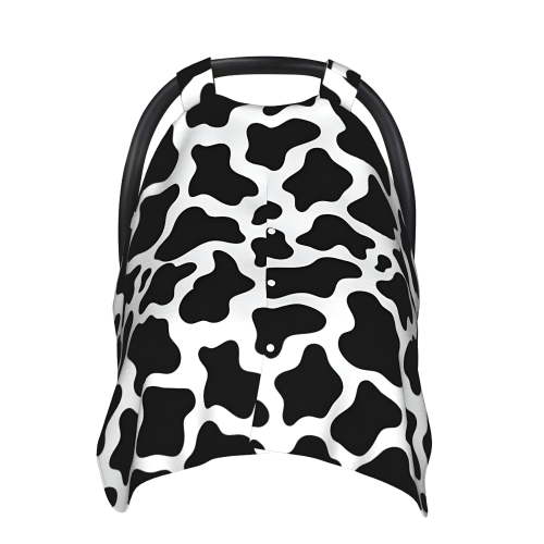 TELOLY Cow Print Car Seat Covers For Babies, Baby Car Seat Canopy Carrier Cover, Breathable Nursing Cover For Breastfeeding, Multi-Use Infant Carseat Stroller Cover