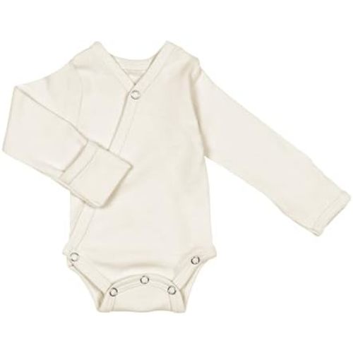L'ovedbaby Unisex Baby Organic Cotton Long Sleeve Kimono Bodysuit, GOTS Certified, Side-Snap Wrap Onesie with Mitten Cuffs
