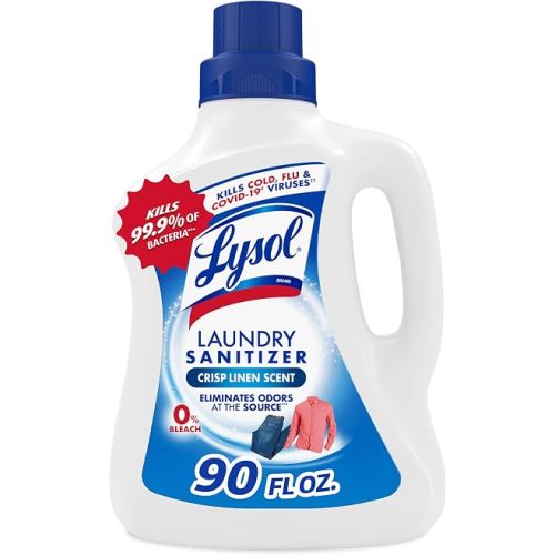 Lysol Laundry Sanitizer Liquid, Detergent Additive, Crisp Linen, 90oz