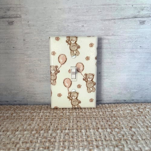 Teddy Bear Light Switch Cover: Vintage Style Girl Nursery Decor