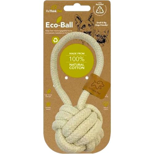 Eco Cotton Rope Ball Dog Toy, Natural Cotton Dog Toy & Ball Rope Toys for Dogs, Toy for Big & Small Dog, Densely Woven & Durable Training Toys