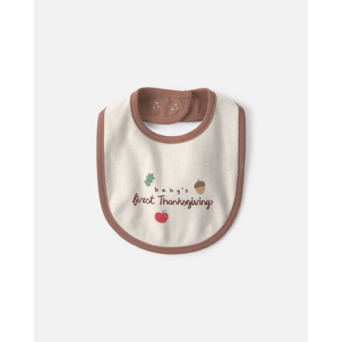 Baby 'Baby's First Thanksgiving' 100% Cotton Bib - Cream | Carter's