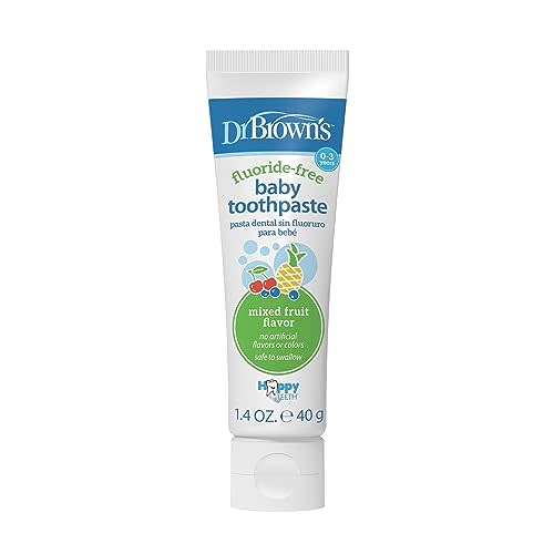 Dr. Brown's Fluoride-Free Baby Toothpaste, Infant and Toddler Oral Care, 1.4oz/40g, 0-3 Years, Mixed Fruit, 1-Pack