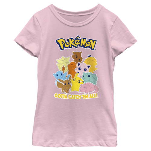 Girl's Pokemon Gotta Catch 'Em All Group Graphic Tee Light Pink X Small