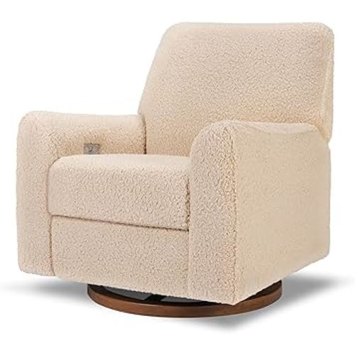Nurseryworks for Babyletto Sunday Power Recliner and Swivel Glider in Chai Shearling, Greenguard Gold Certified and CertiPUR-US® Certified
