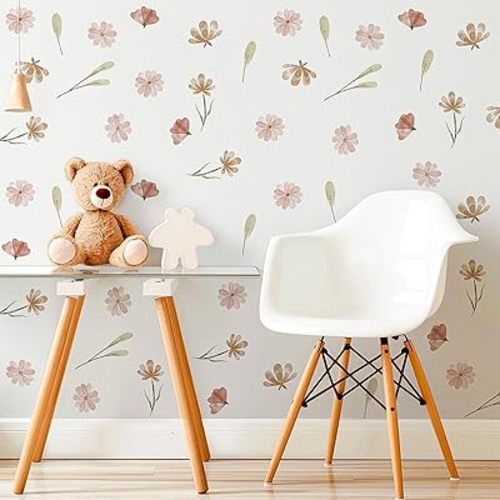 8Sheet/104pcs Colorful Boho Flower Wall Decals and Stickers Spring Wall Decor for Bedroom Bathroom Wildflower Bedroom Room Decor Flower Decals for Walls Walls Stickers & Murals