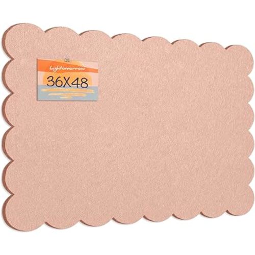 Scalloped Bulletin Board 48x36 inches, Decorative Felt Pin Board for Wall