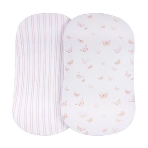 Ely's & Co. Baby Fitted Bassinet Sheet 100% Combed Jersey Cotton Pink for Baby Girl 2 Pack