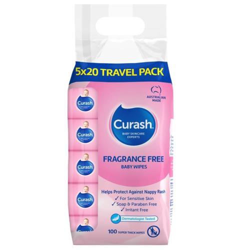 Curash Babycare Fragrance Free Wipes 5 x 20