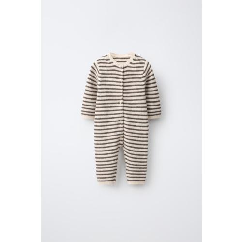 STRIPED KNIT JUMPSUIT WITH WOOL AND CASHMERE - Light beige | ZARA United States