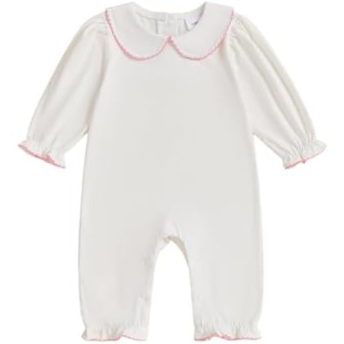 Merqwadd Baby Coming Home Outfit Boy Girl Cotton Long Sleeve Romper Jumpsuit Plain One-Piece Clothes