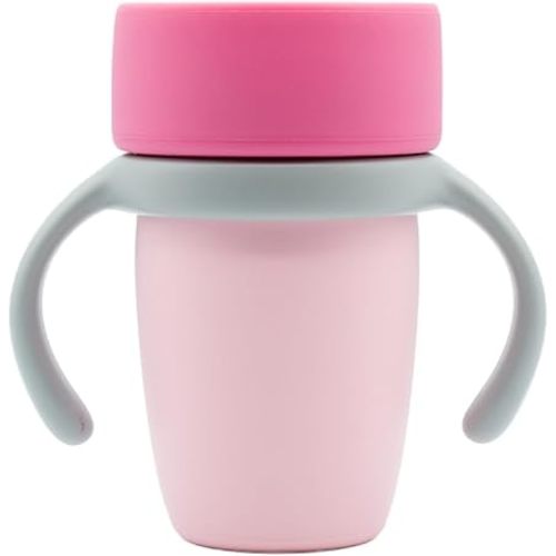 WeeSprout Baby Training Cup - Silicone Sippy Cup with Removable Handles for Weaning Off Bottle - Transition Spill-Proof Toddler Cups - No-Spill Design (Pastel Pink/Hot Pink/Light Gray)