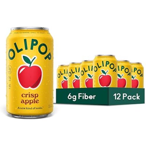 OLIPOP 6g Fiber Prebiotic Soda, Crisp Apple, 12 fl oz, 12 Pack