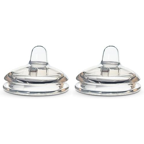 Sippy Spout Nipples for Comotomo Baby Bottles, 2-Count, Food Grade Silicone, Soft Spout, Spill-Proof, Transition Nipples, Converts Baby Bottle to Sippy Cup, BPA Free, 4+ Months (Variable Flow)