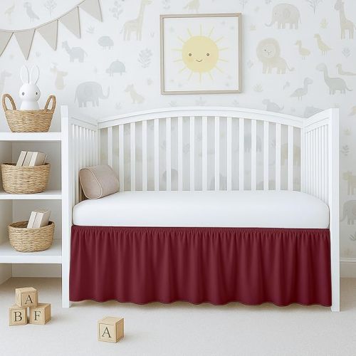 Cottington Lane Ivory Crib Skirt Dust Ruffle, Soft & Durable Nursery Crib Toddler Bedding Skirt for Baby Girls or Boys, Fits Standard Cribs 28" x 52" with 14" Drop, Classic Ruffled Design