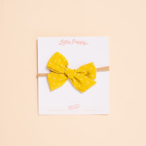 Yellow Chiffon Dots Headband Bow