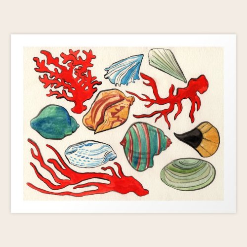 Sea Life Watercolor Art Print by Amanda Laurel Atkins | Society6