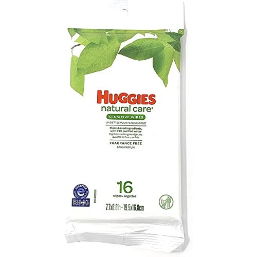 Huggies Bundle - 12 Pack of Natural Care Unscented Baby Travel Wipes 16ct. Each
