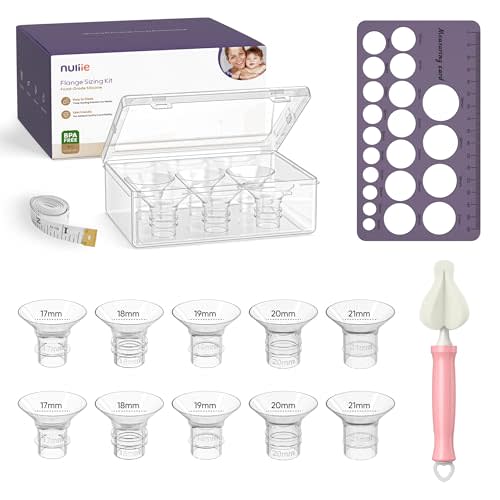 Nuliie 10PCS Silicone Flanges Insert Replacement Kit, Flange Sizing Kit 17/18/19/20/21mm for 24mm Flange/Shield Breast Pumps, Pumping Essential Kit for Moms