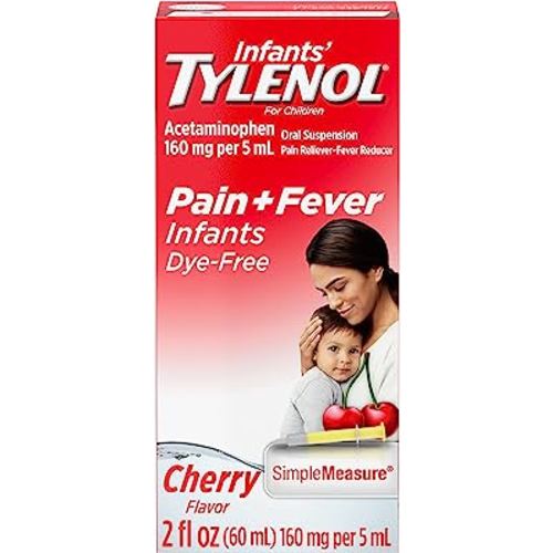 Tylenol Infants Acetaminophen Medicine, Pain & Fever Relief, Dye Free Cherry, 2 fl. oz