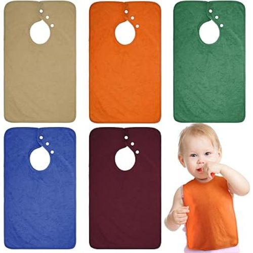 Hercicy Full Coverage Pullover Toddler Baby Bibs Terry Cloth Bibs with Snap Button for 0-4 Years Unisex Feeding Drooling