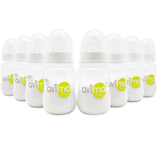 Avima Anti-Colic Baby Bottle, BPA-Free, Standard Neck, Slow Flow, 4 oz, Stage 1, 8 Pack