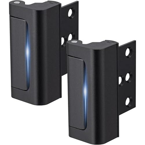 2 Pack Home Security Door Lock,Childproof Door Reinforcement Lock,with 3" Stop Withstand 800 lbs,for Inward Swing Doors,Night Kids Safety Metal Flip Lock Deadbolt Latch (Black)