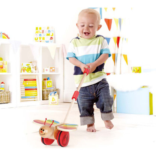 Wooden Push & Pull Butterfly Walking Toy in Red - Hape | Maisonette