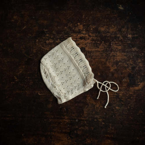 Baby Silk Vintage Lace Bonnet - Natural