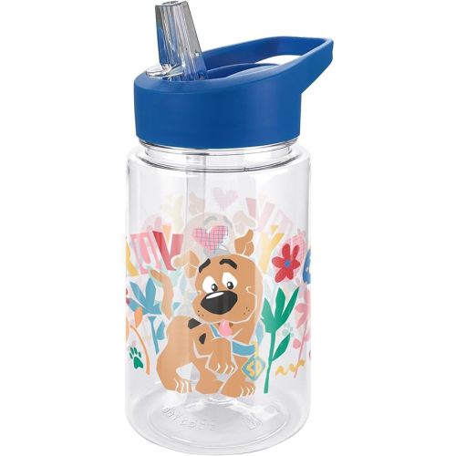 LOGOVISION Scooby Doo! Kids Tritan Plastic Water Bottle with Straw Lid and Handle, Reusable Tumbler for Toddlers, Unisex for Girls and Boys, 12oz, Ruv You