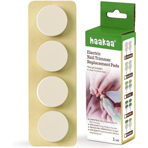 haakaa Electric Nail Trimmer Replacement Pads Baby Nail Trimmer Heads Compatible with All haakaa Nail Trimmers, Suitable for 0-3 Months, Oatmeal