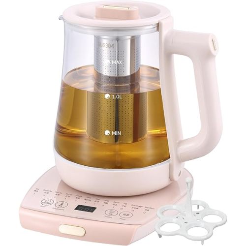 Health Pot Electric Kettle with Infuser,Smart Fruit Hot Tea Maker, Temperature Control and Tea Keep Warm, 12 Functional Procedures, 1.8 Liters of Capacity(pink)