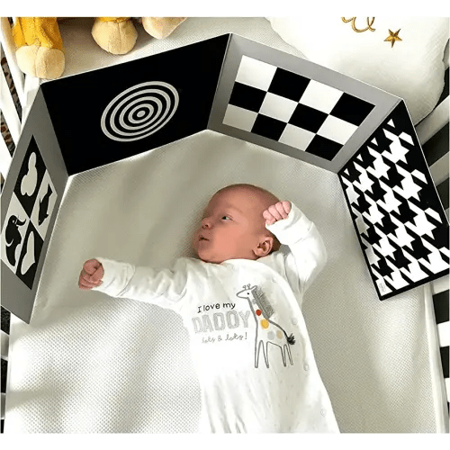 Samuel Sensory Baby Sensory & Development Fold Out Boards, Black and White, Simple Geometric Shapes, Made from 700GSM Card, Stands Independently.
