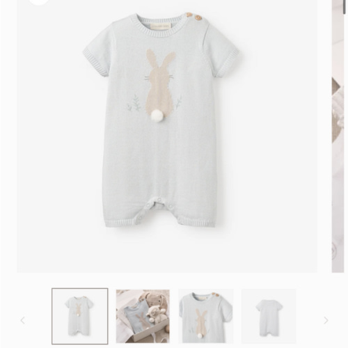 Pale Blue Bunny Knit Shortall Romper – Elegant Baby