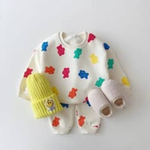 Colorful Bear-Print Jogger Set