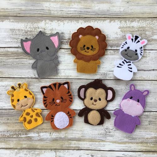 Zoo Animals Finger Puppets Pretend Play Imaginative Play toys lion tiger giraffe zebra elephant monkey hippo