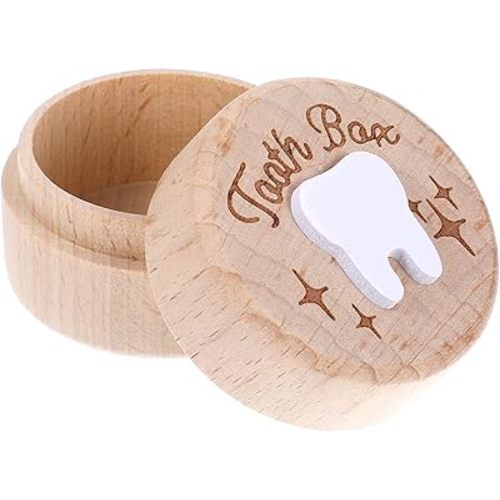 Rustic, Decorative Wooden Tooth Box, Baby Keepsake Box, 2.01 x 1.38 x 3.35 inches