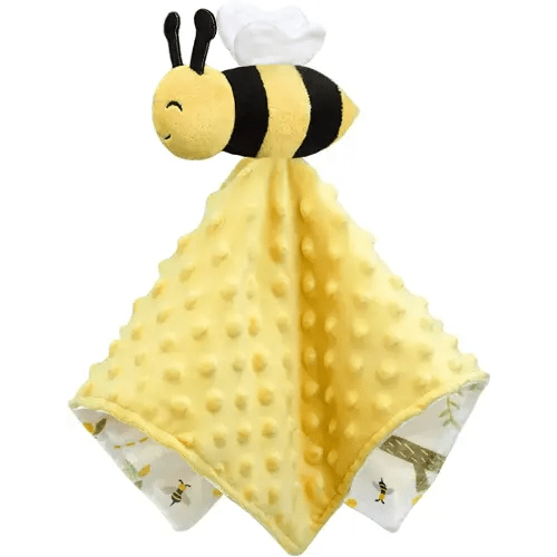 BORITAR Baby Security Blanket Soft Baby Lovey Unisex Lovey Shower Gifts for Newborn Boys and Girls Snuggle Toy Bee Stuffed Animal Yellow 14 Inch