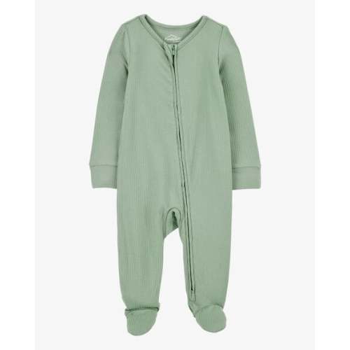 Baby Solid 2-Way Zip PurelySoft Sleep & Play Pajamas - Green - Carter's | Carter's