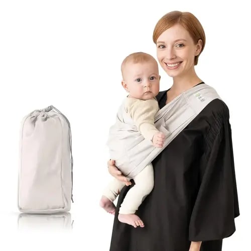 Baby Sling Carrier for Newborn to Toddler(8-45 Lbs), Cozy Wearing Baby Wrap Carrier with Adjustable Shoulder Strap Safety Buckle, Portable Lightweight Child Carrier Sling One Size Fit All Parents-Grey