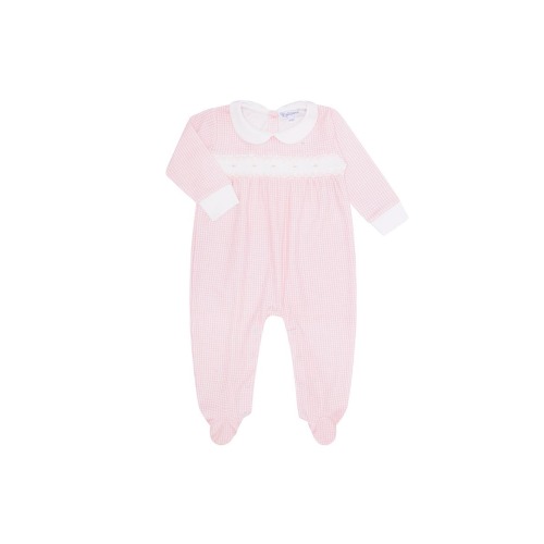 Pink Gingham Smocked Footie