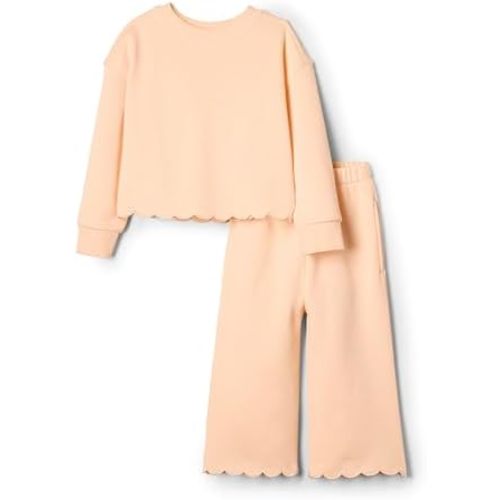 Amazon Essentials x Sofia Grainge Toddlers and Baby Girls' French Terry Sweatshirt Pant and Top Set