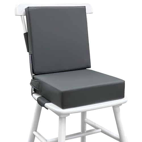 Eiury Booster Seat for Dining Table, PU Anti-Scratch Easy Cleaning Kids Toddler Booster Seat for Table, Portable Travel Increasing Cushion for Chair - Dark Grey