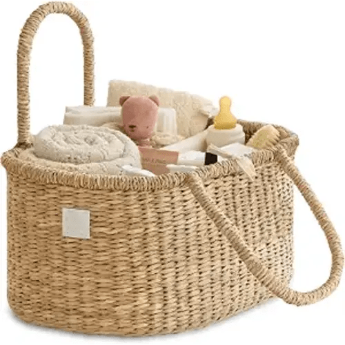 BEBE BASK Premium Baby Diaper Caddy Organizer Basket with Cotton Divider