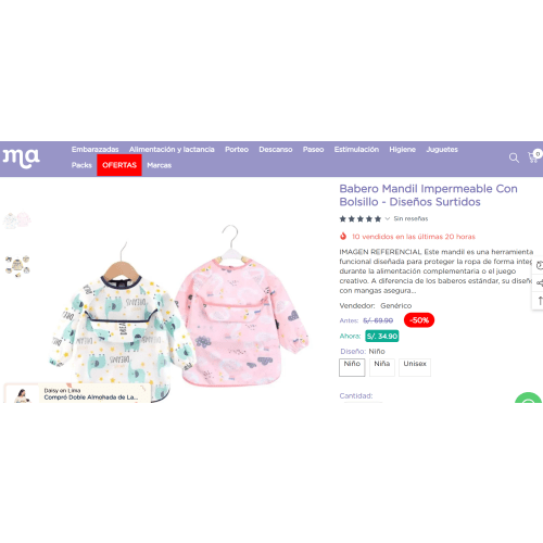 Babero Mandil Impermeable con bolsillo - Diseños surtidos
