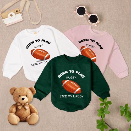 Born To Play Rugby Like My Daddy Baby Romper Short Sleeves, Rugby Baby Romper, Rugby Fans, Newborn Outfit, Sport Baby Clothes