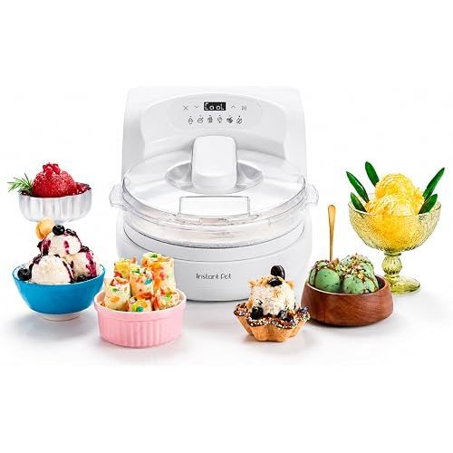 Instant Pot InstantChill Ice Cream Maker with Built‑In Compressor, No Pre‑Freezing, Real Ice Cream in Minutes*, Gelato, Sorbet, Rolled, Non‑Dairy, Mix‑Ins, Easy Clean Up, Quiet, Makes Up to 2 Pints